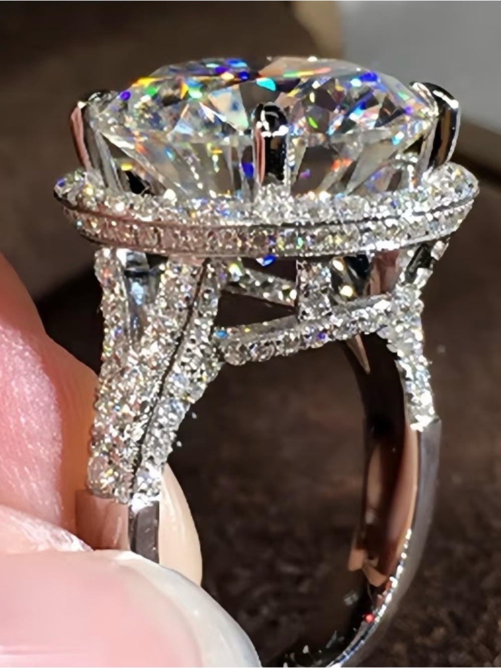 Classic Halo Solitaire Engagement Ring in Silver with Clear CZ